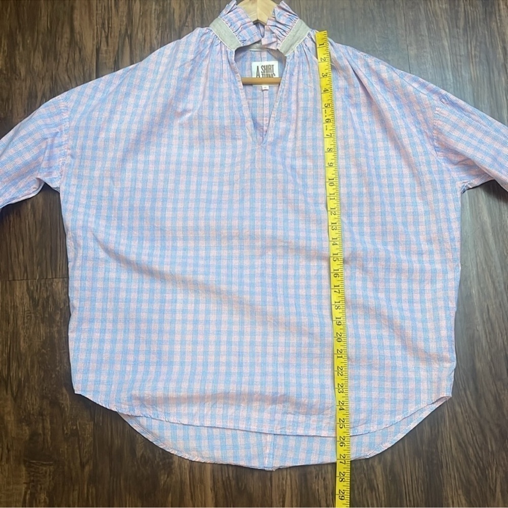 A SHIRT THING Penelope Pink Check blouse top medium - Picture 10 of 16